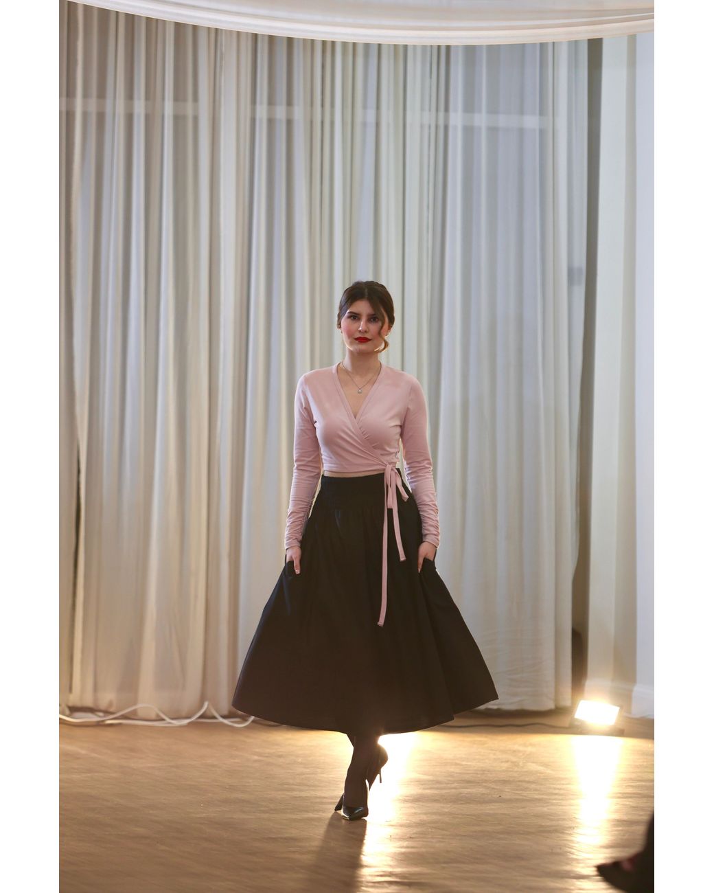 Frock Tales Black Orchid Midi Skirt With Pockets