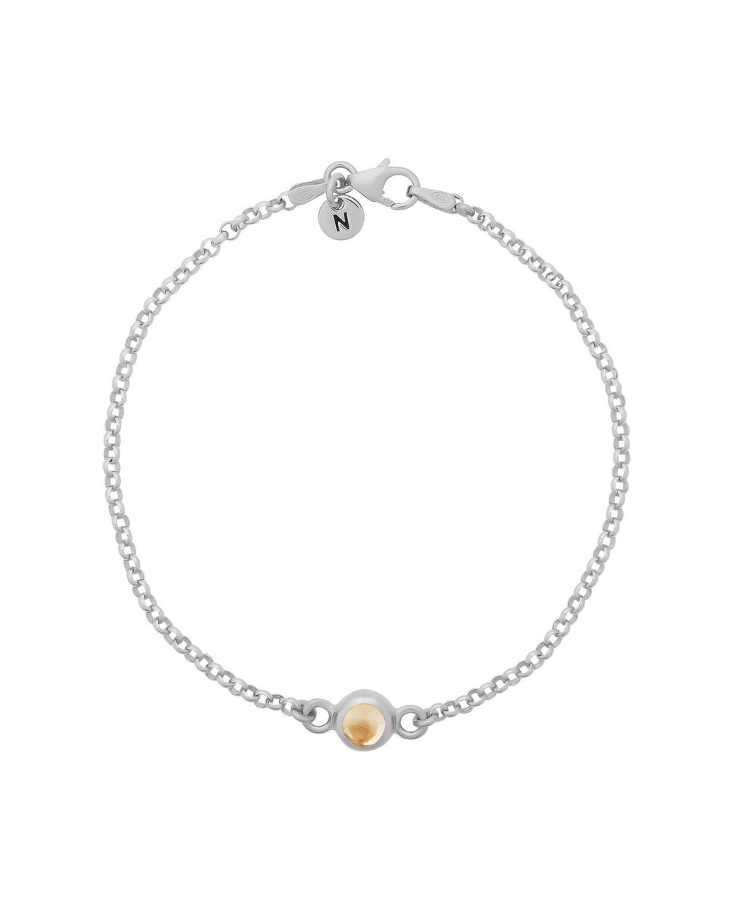 Nellou Jewellery Metallic Citrine Birthstone Gem Dot Bracelet Sterling