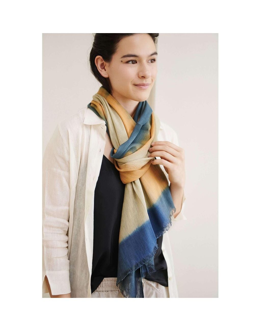 Variously Blue Oceana Soft Linen Silk Handloom Scarf