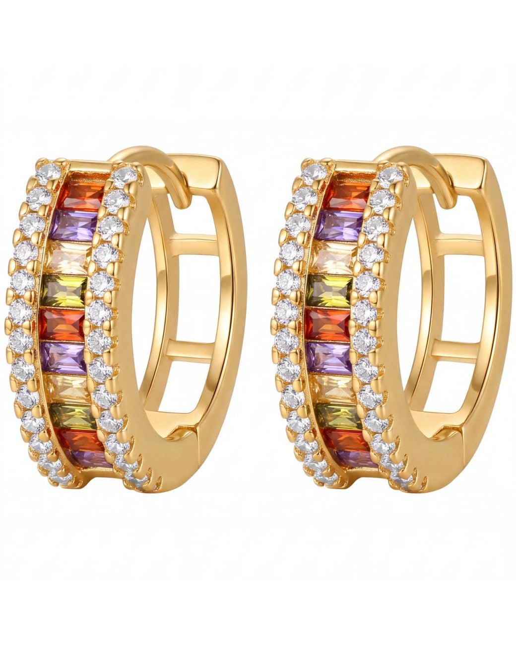 Latelita London Metallic Baguette Huggie Hoop Earrings