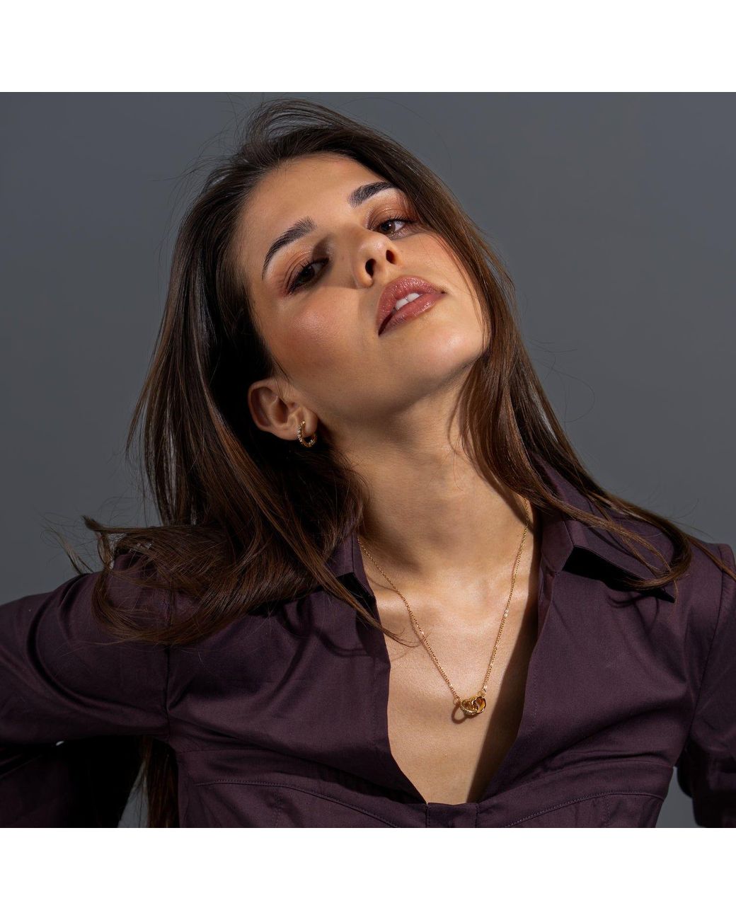 Ebru Jewelry Metallic Together Always Dual Ring Necklace