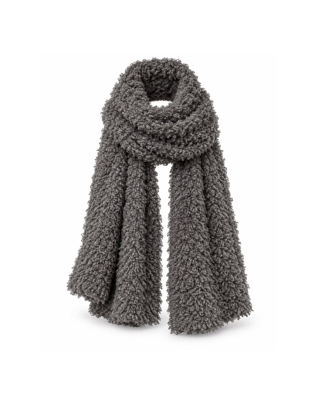 Julia Allert Gray Curly-Textured Long Scarf –