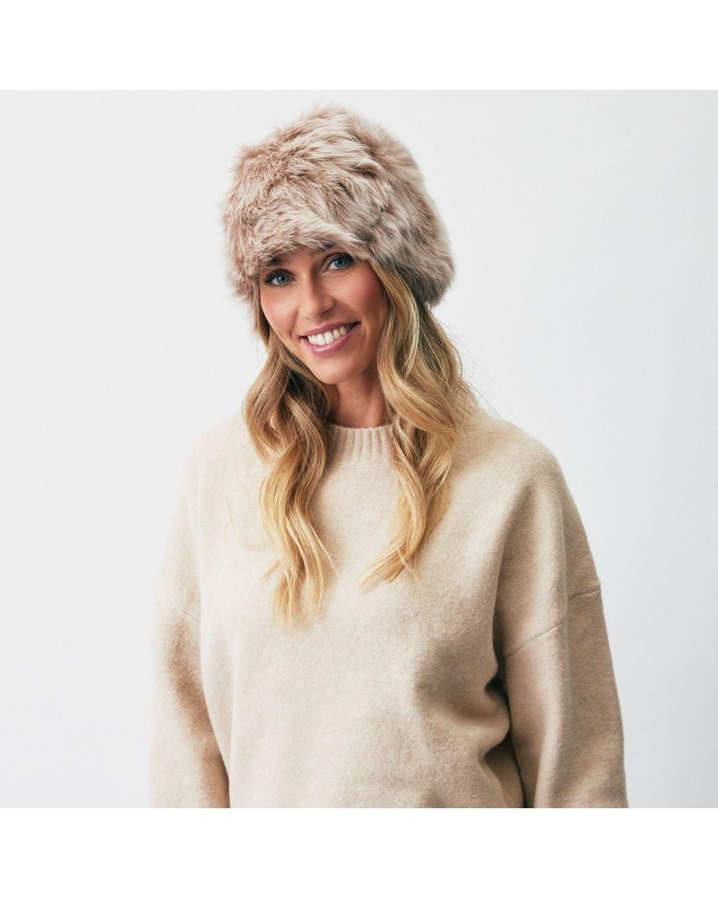 Owen Barry Blue Neutrals Sheepskin Pull On Beanie Aubrac Toscana