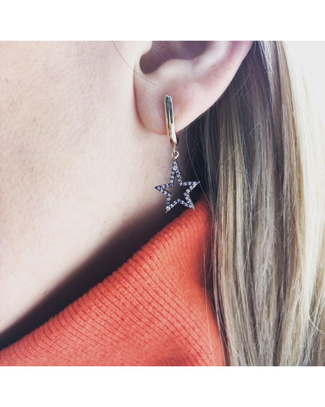 Ecce | Artisan Diamonds White Single 14Ct Hollow Star Diamond Earring