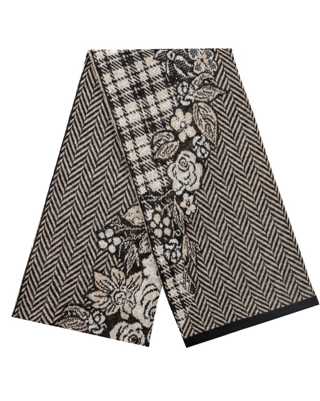 Mohair&Angora Gray Mohair Shawl Floral Art