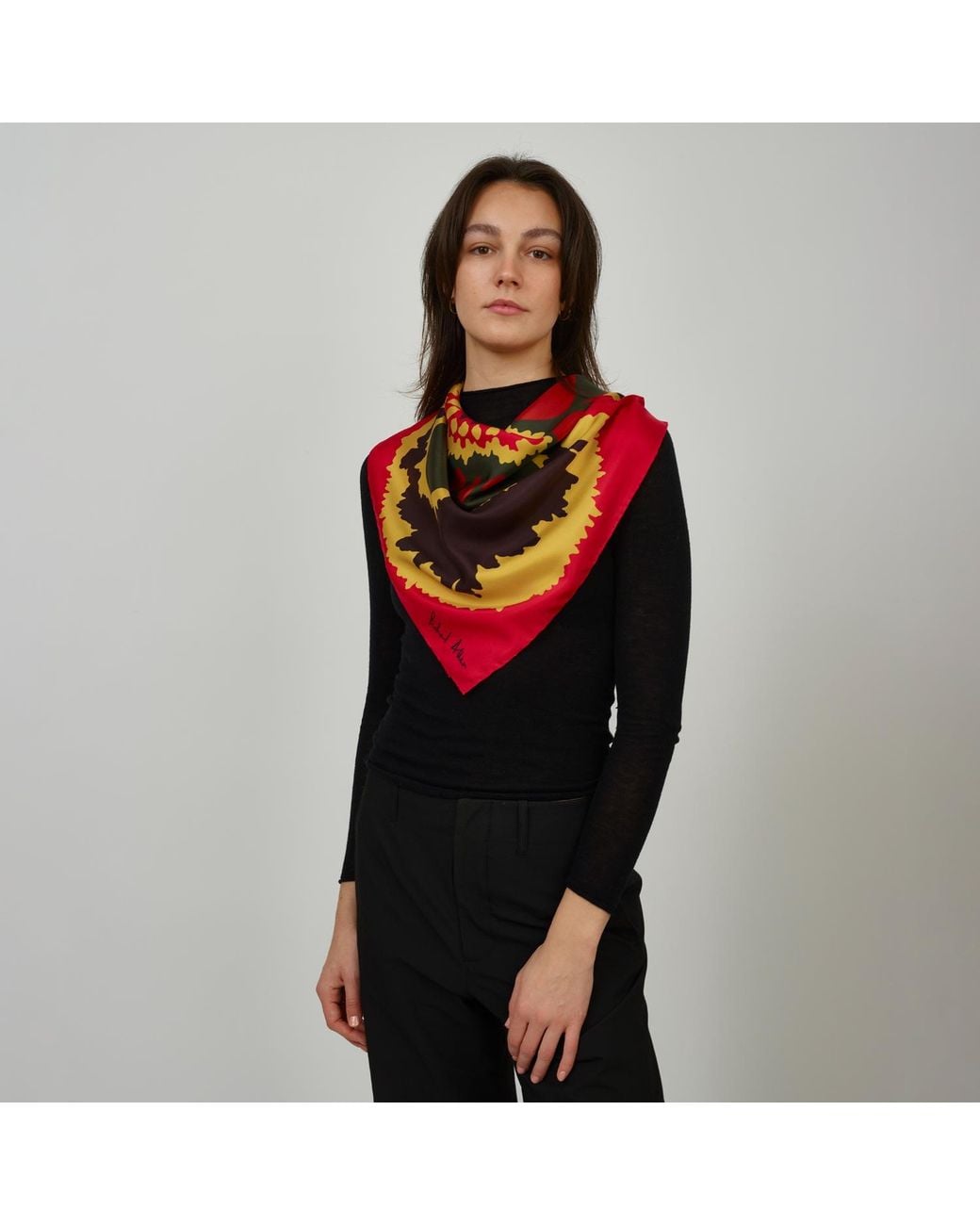 Richard Allan London Red Elsa Silk Scarf
