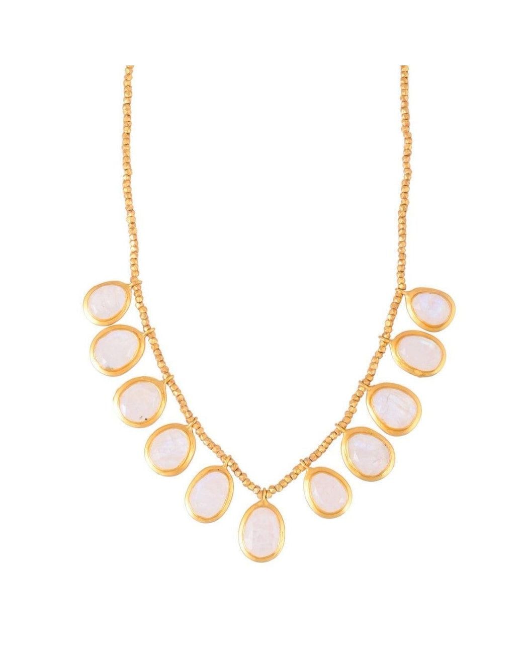 Opium Jewels Metallic Moonstone Droplets Bead Necklace