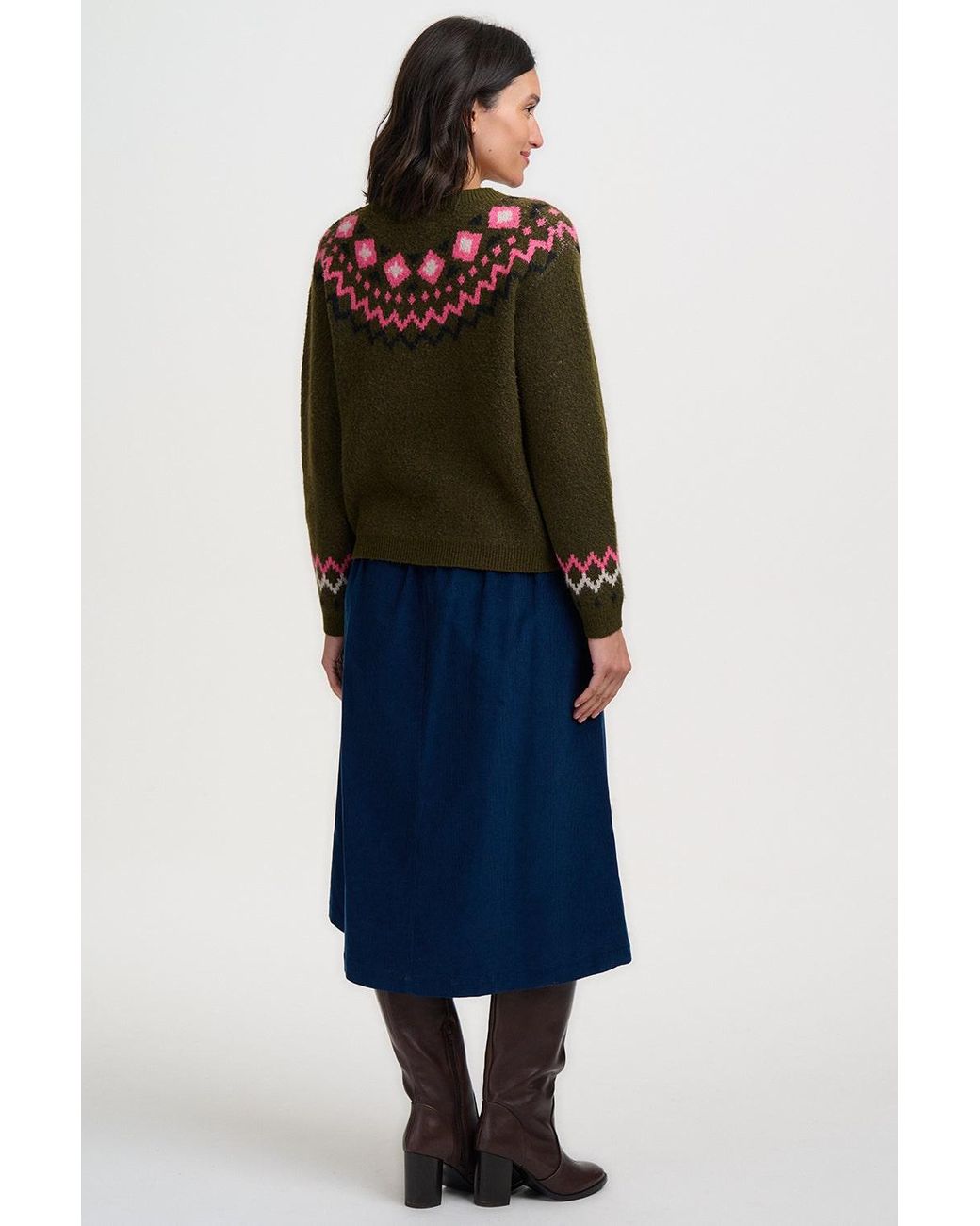 Sugarhill Black Olana Cardigan Goat Fairisle