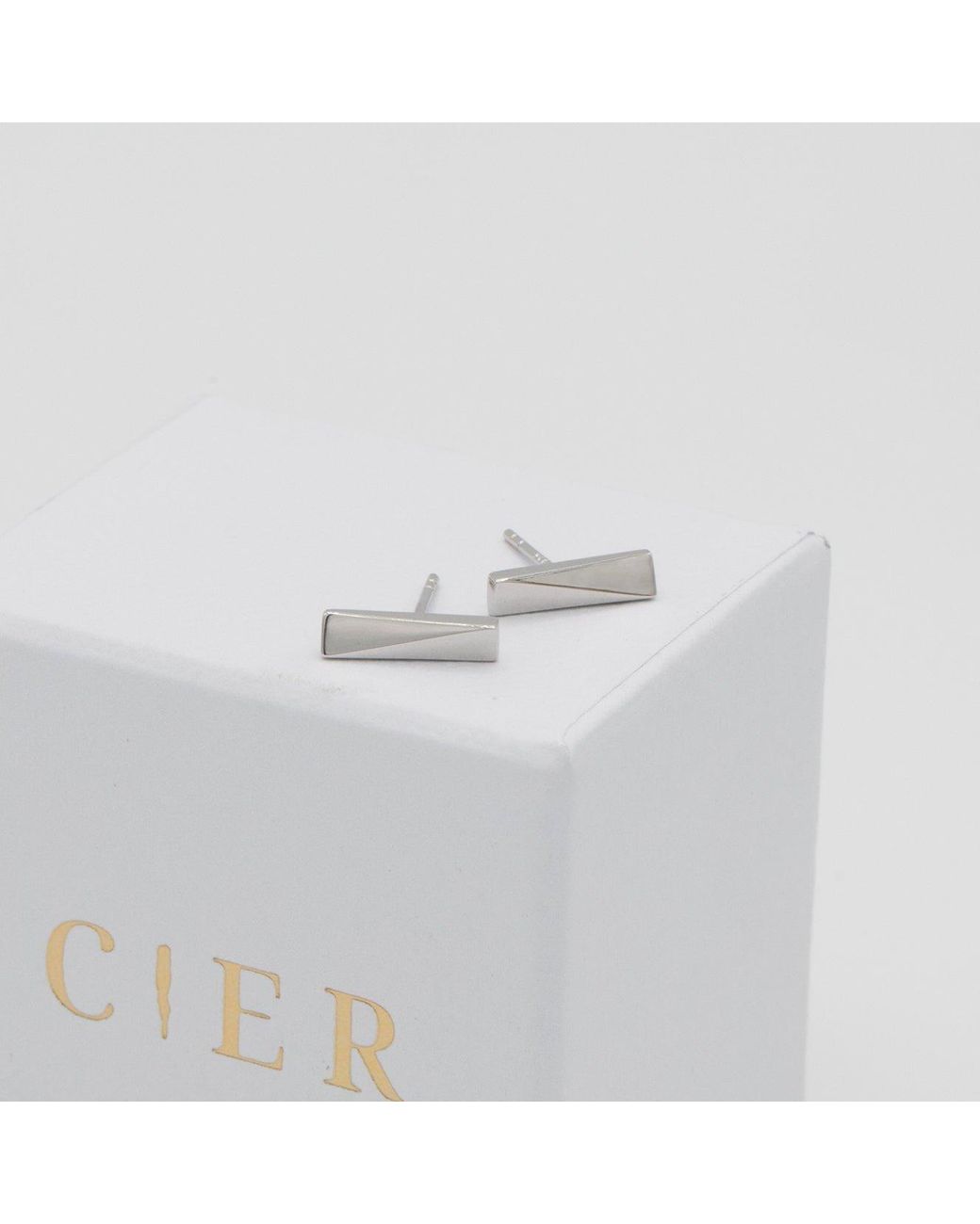 Cier White Flex Stud Earrings