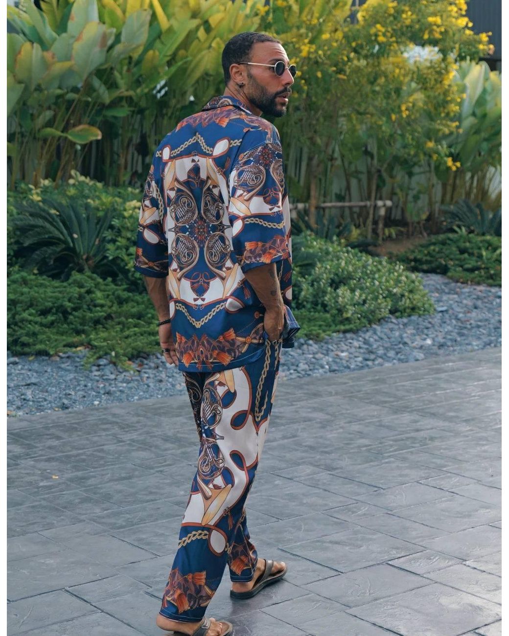 Hustle Blue Music Is The Answer Satin-Pants for men