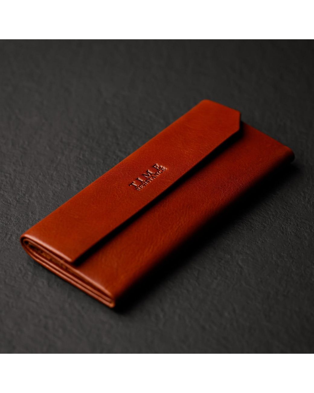 Time Resistance Brown Foldable Cognac Leather Glasses Case For