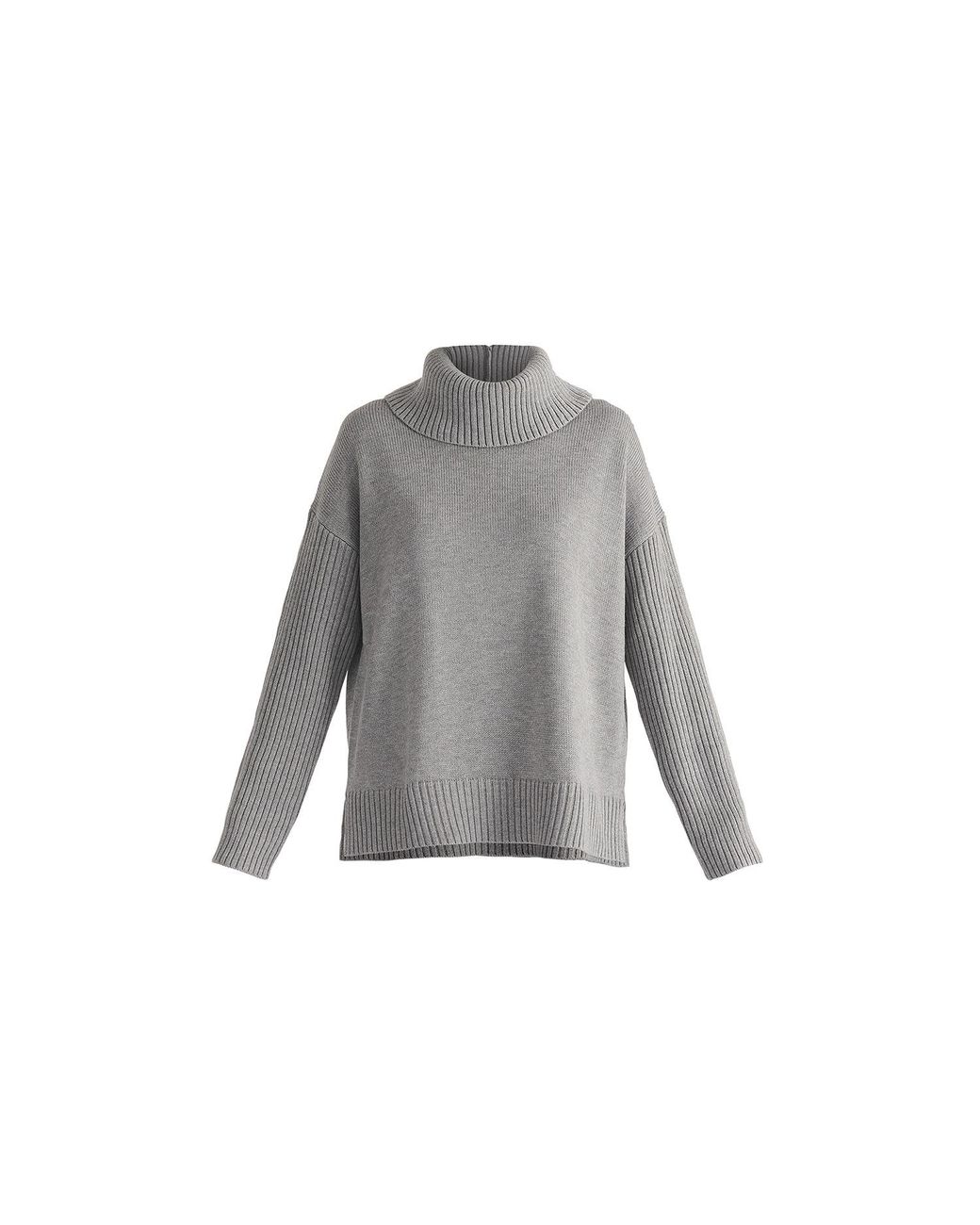 Paisie Gray Polo Neck Jumper With Ribbed Details
