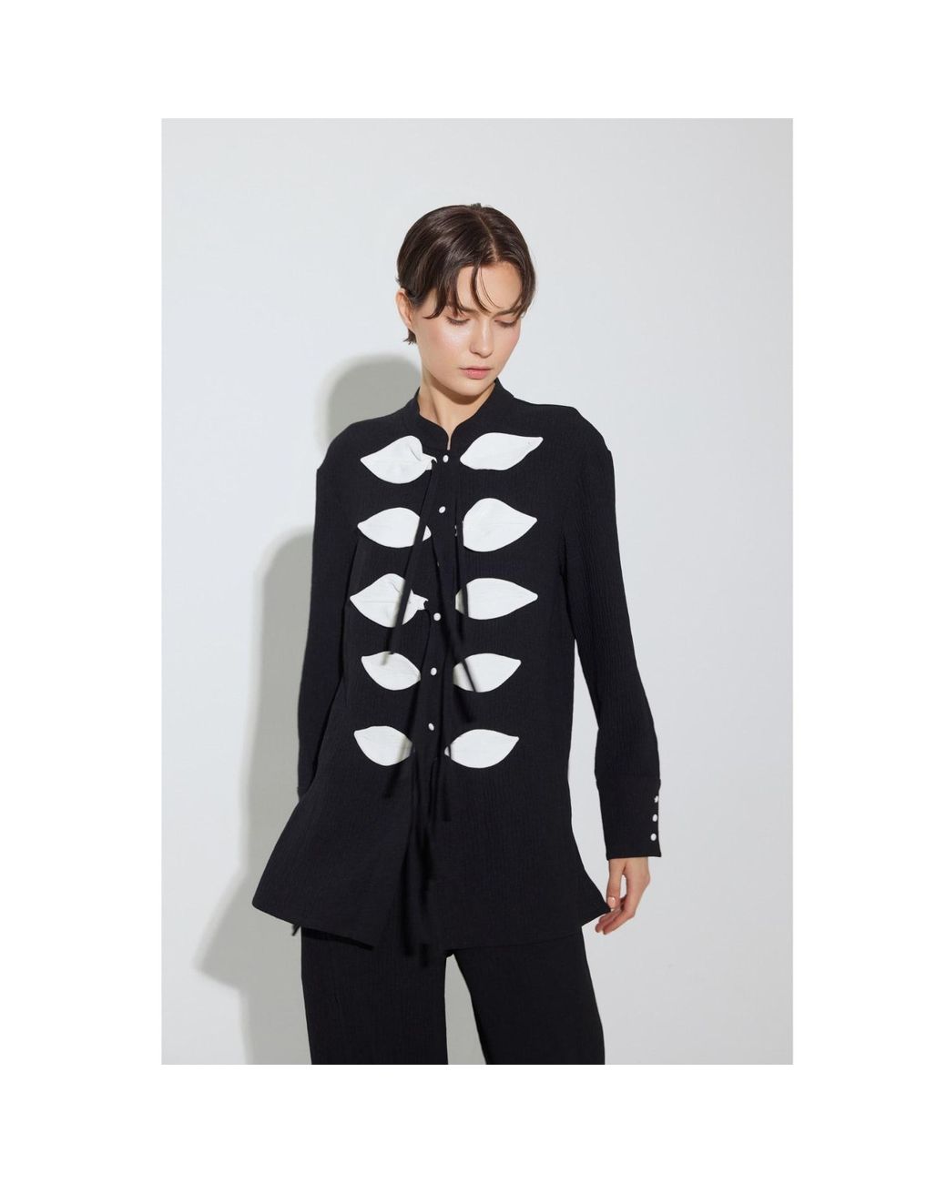 Julia Allert Black Lightweight Crinkled Blouse & Wide-Leg Pants Co-Ord Set –