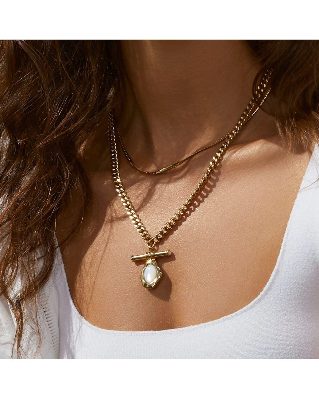 ARMS OF EVE Metallic Rafaella Mother Of Pearl Necklace