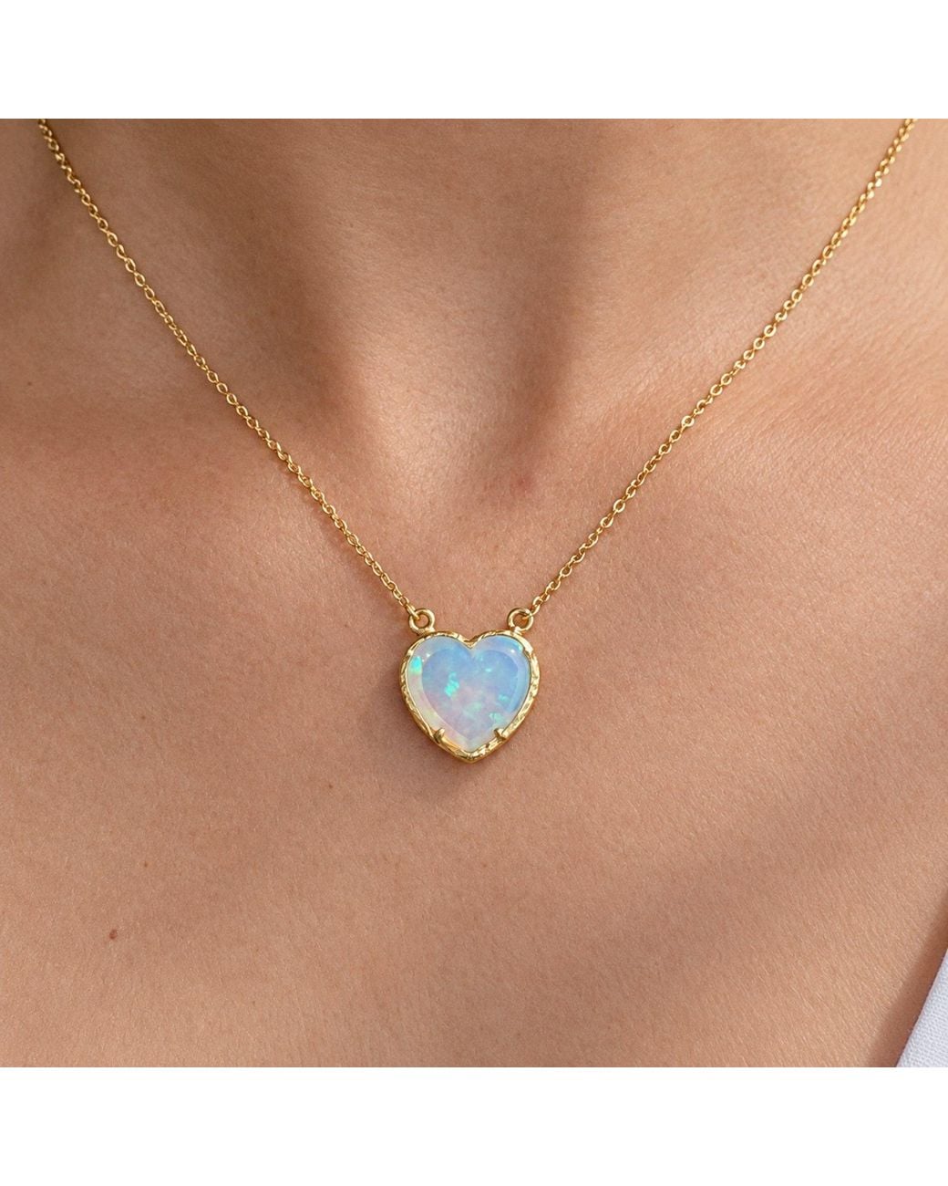 Lalinde Metallic Opal Heart Necklace
