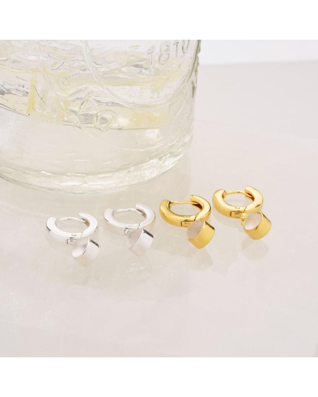 Nellou Jewellery Metallic Neutrals Gem Hoop June Birthstone Earrings Plated Sterling