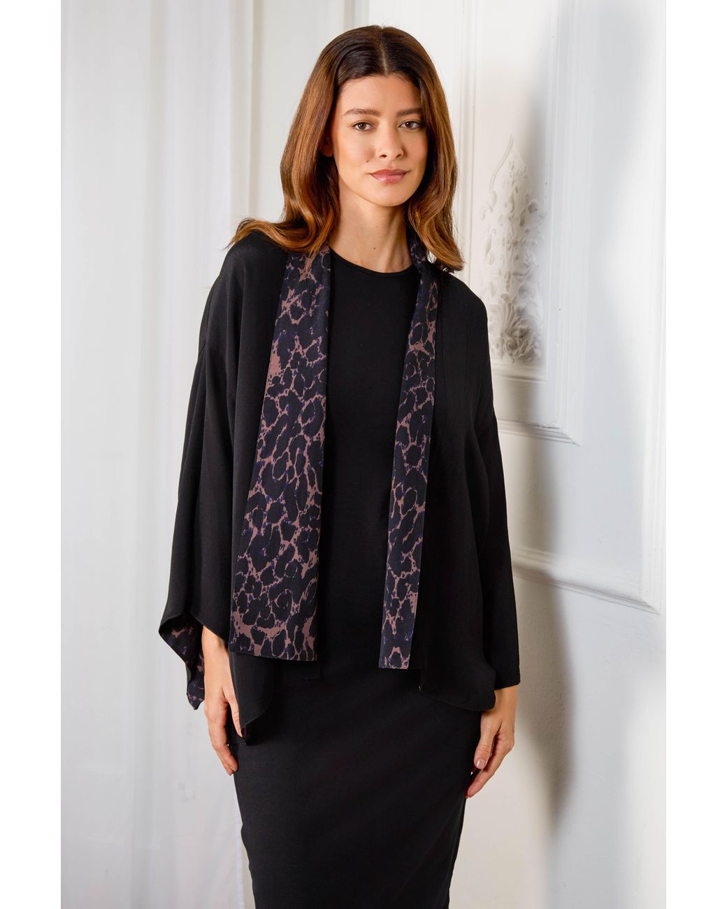 Artemis Muse Black Leopard Print & Reversible Kimono