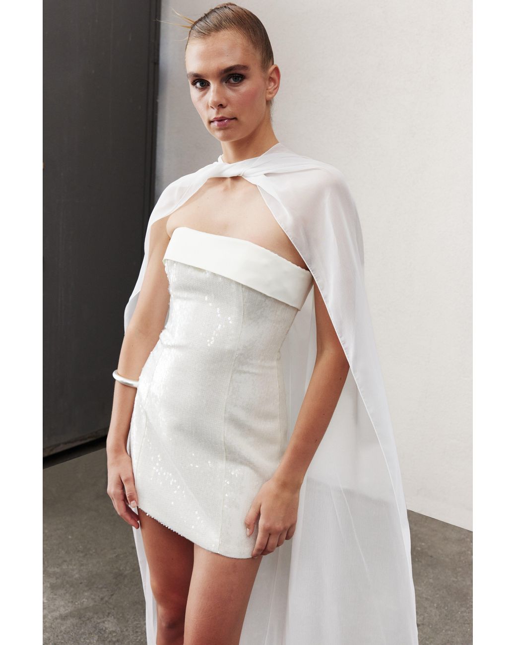 NAZLI CEREN White Martine Sequin Mini Dress