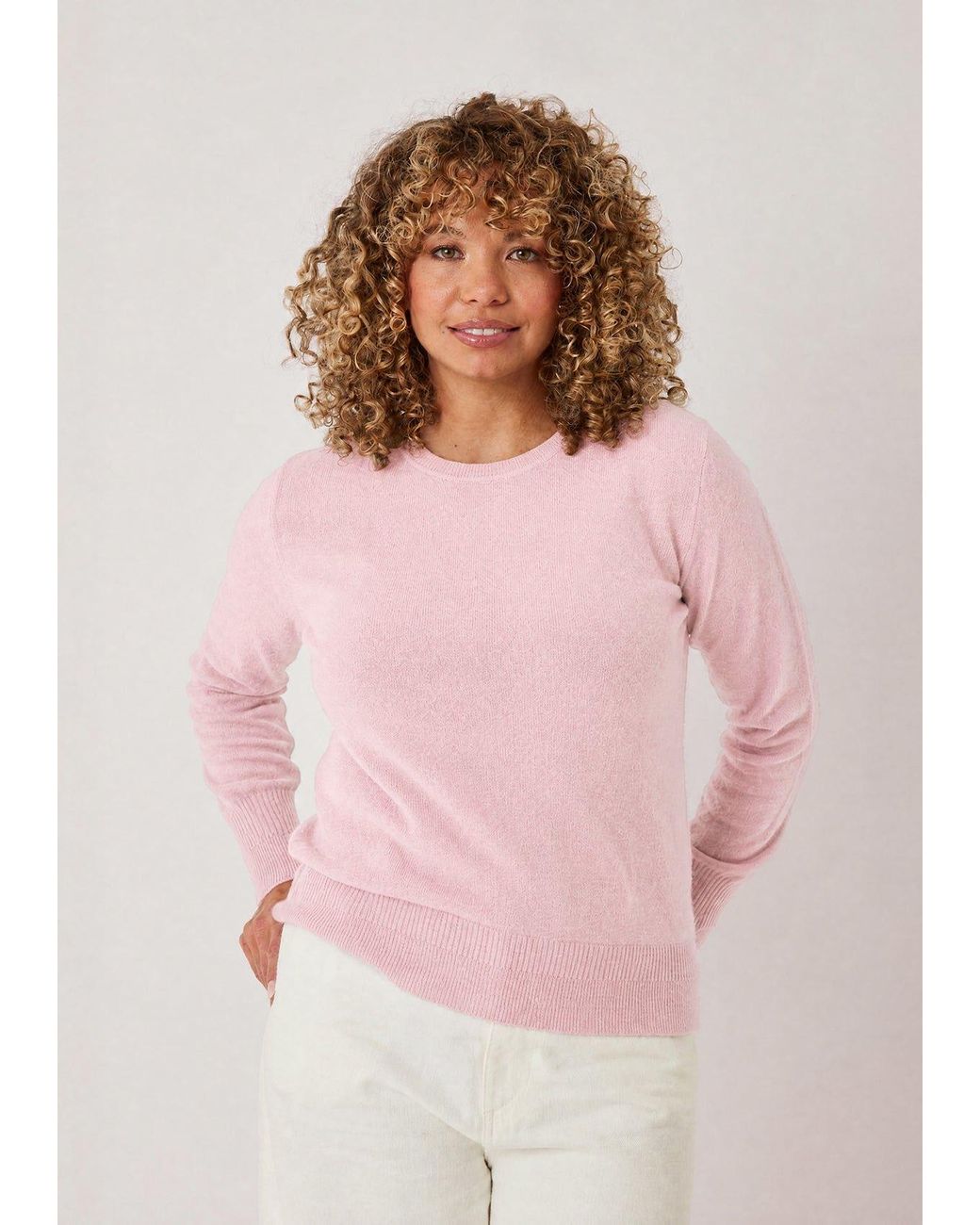 Loop Cashmere Pink Cashmere Crew Neck Sweater
