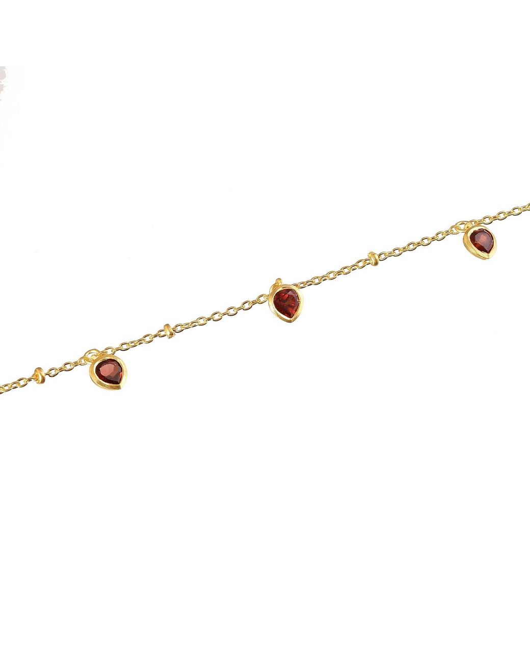 Moon London Metallic Mani Garnet Heart Bracelet