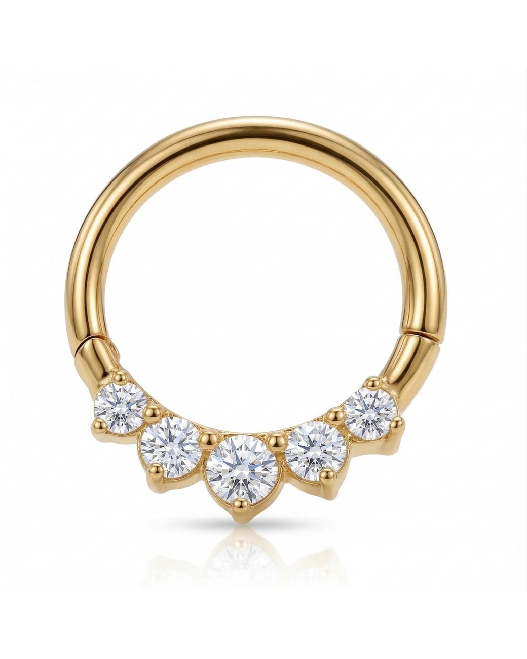 Zahav Jewelry Metallic 10K Solid 16G 8Mm Or 10Mm Cz Clicker Hoop