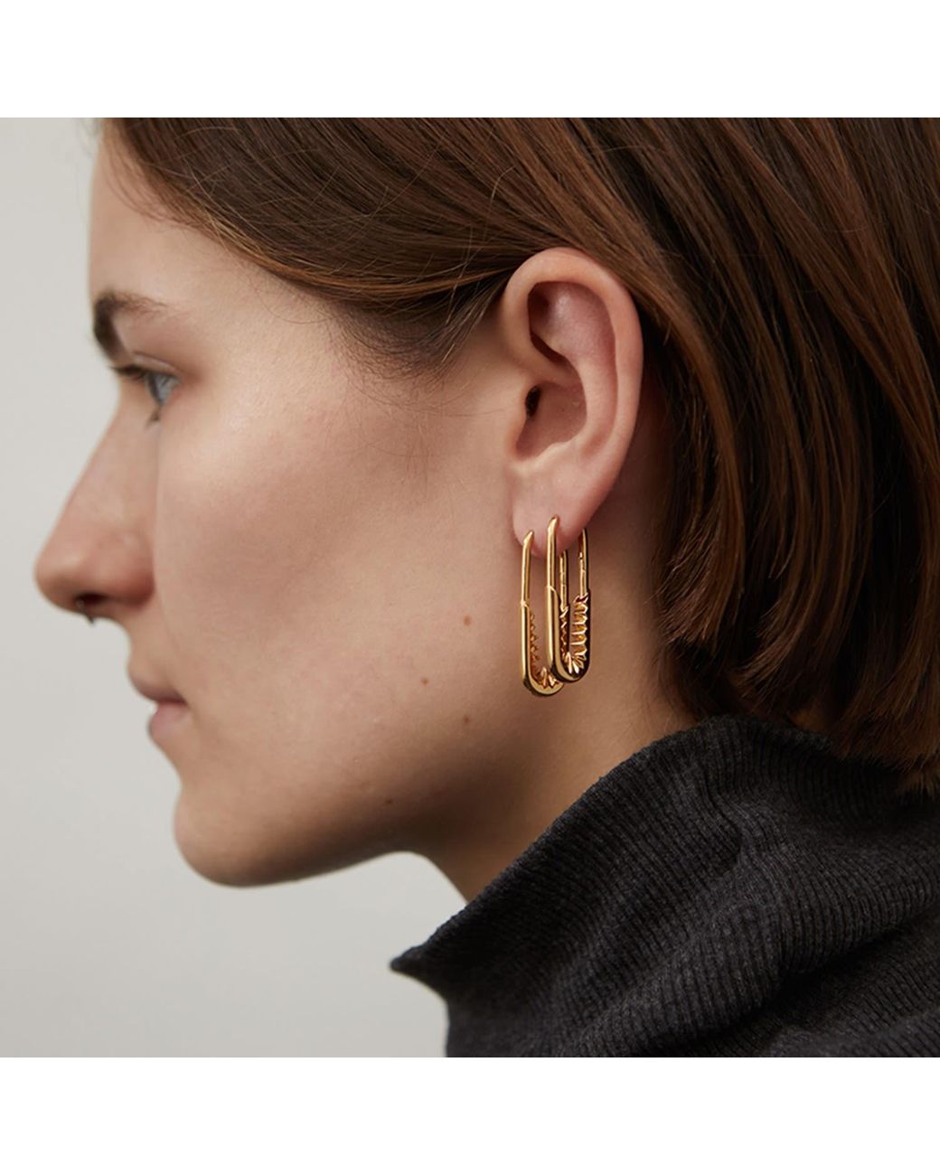 Kasun Metallic Safety Pin Hoop Earrings