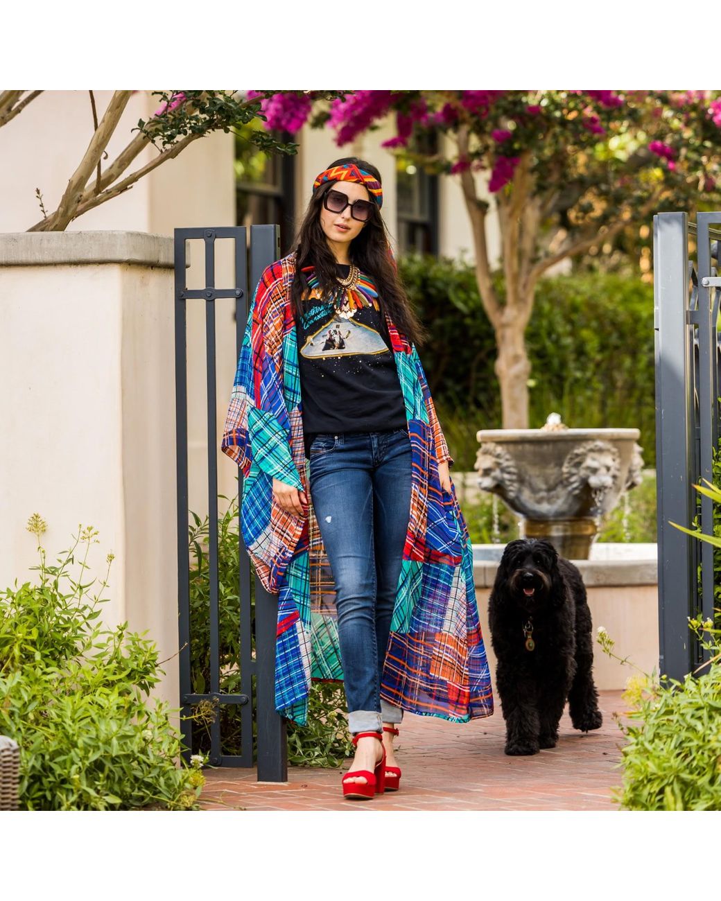 Jennafer Grace Multicolor Nu Tartan Kimono
