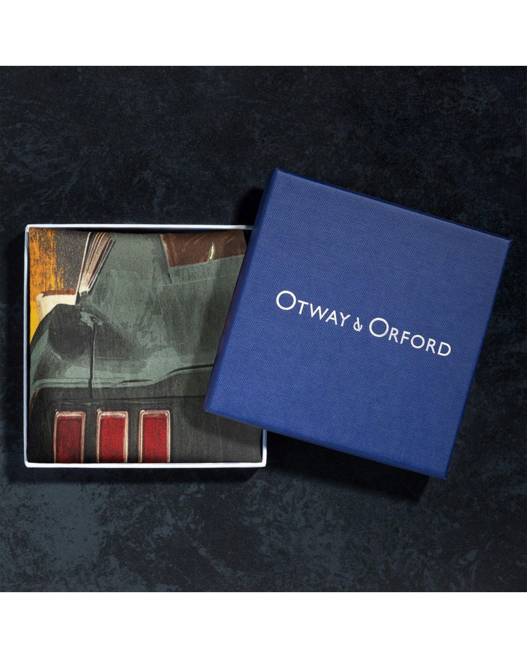 Otway & Orford Multicolor 'Muscle Car' Silk Pocket Square for men