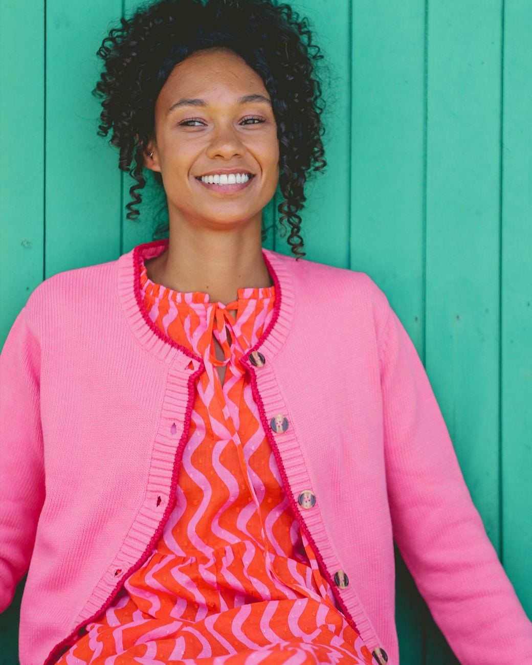 ALOFT Pink Coralie Tipped Cardigan
