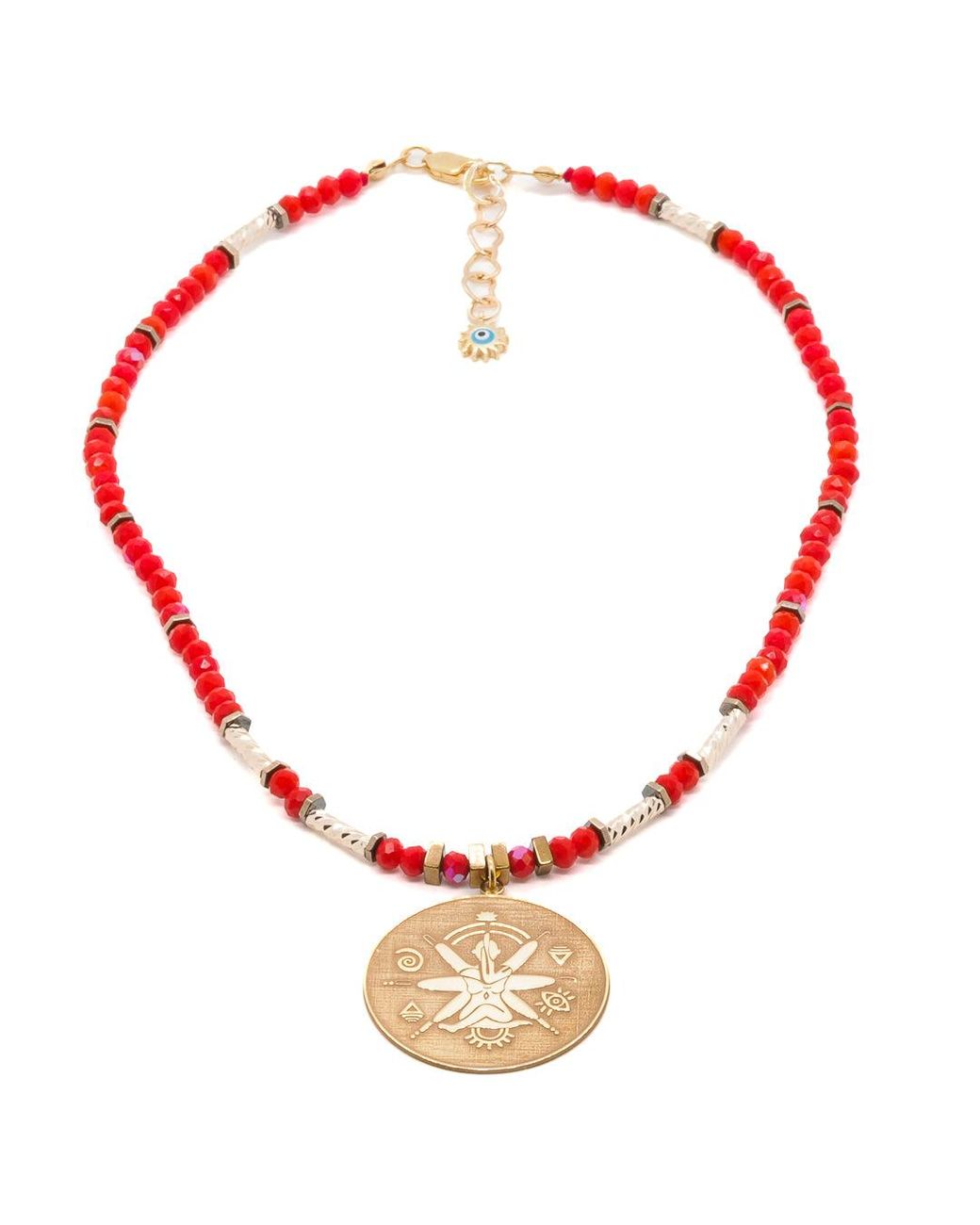 Ebru Jewelry Metallic Spiritual Energy Beaded Yoga Choker Necklace
