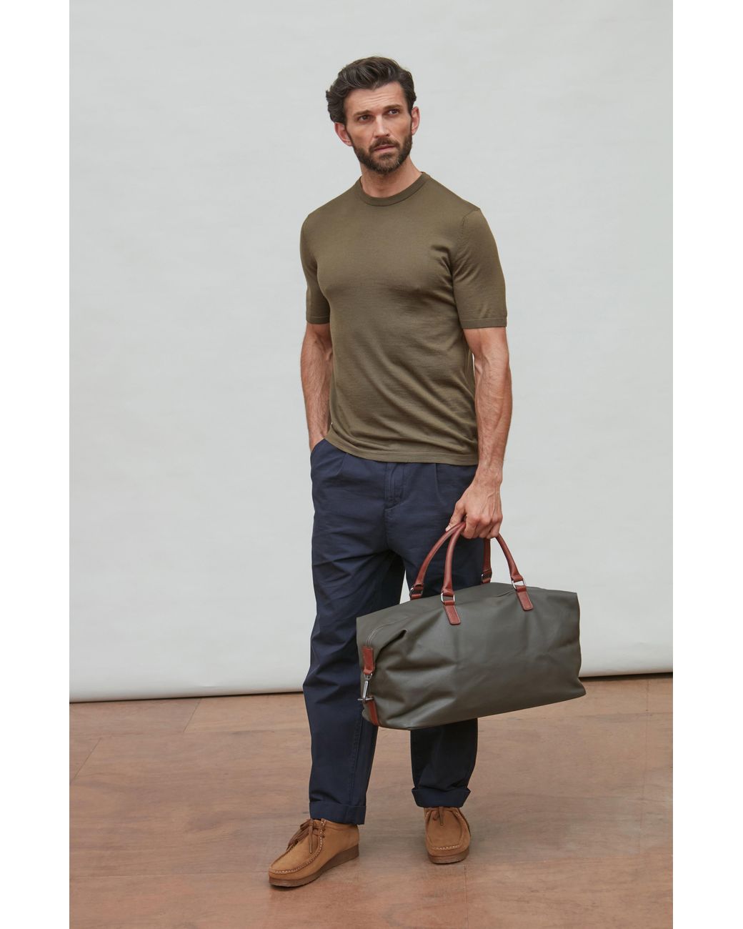 Paul James Knitwear Green Superfine Merino Wool Ilario Knitted T-Shirt for men