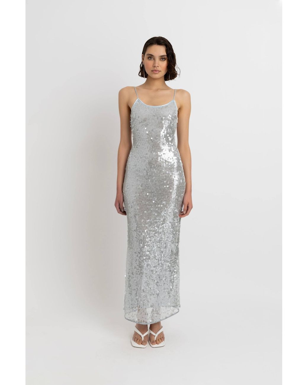 Amy Lynn White Gigi Ice Sequin Maxi Dress