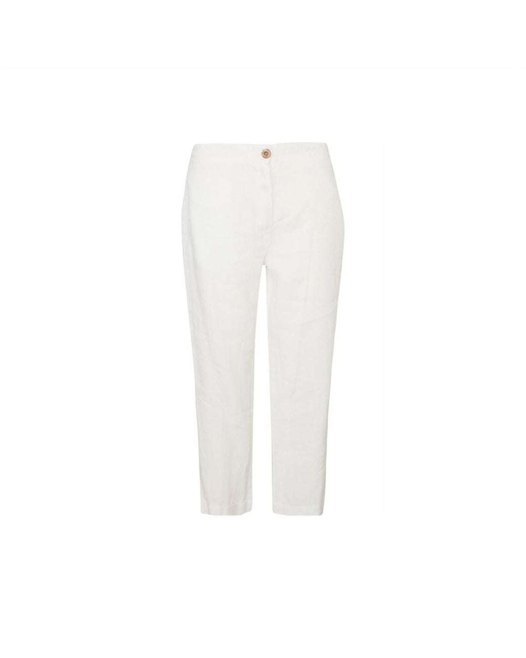 Haris Cotton Gray High Waisted Linen -Blend Pants With External Pockets