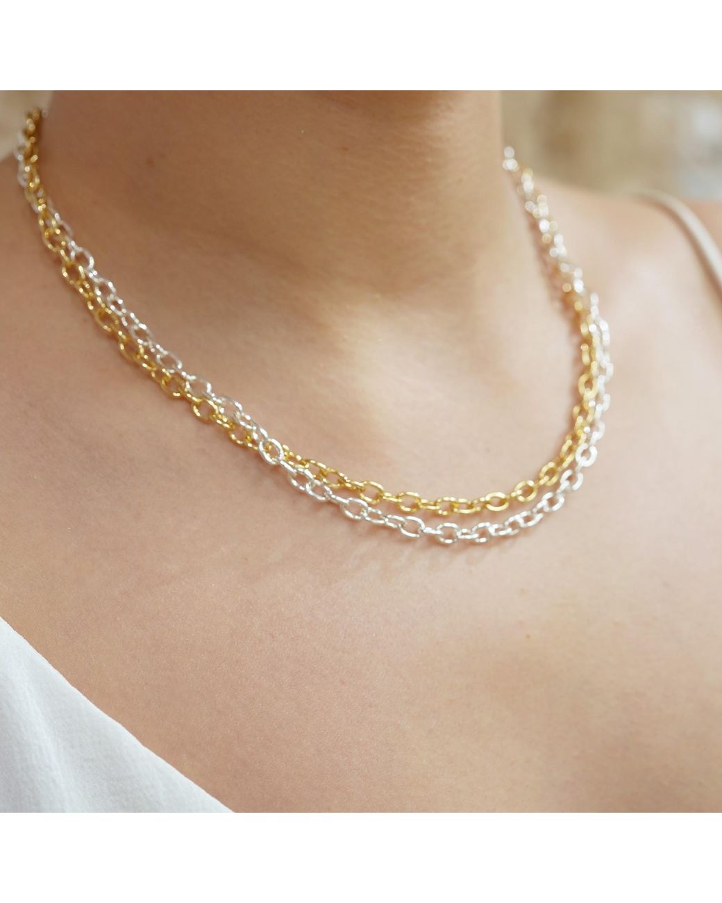 Argento Vivo Metallic The Two Tone Oval Chain Necklace