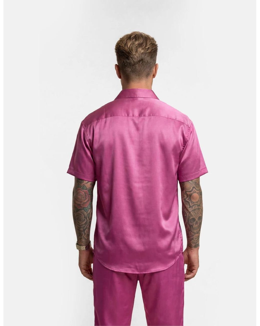 Hustle Purple Flying Dragon Satin-Shirt for men