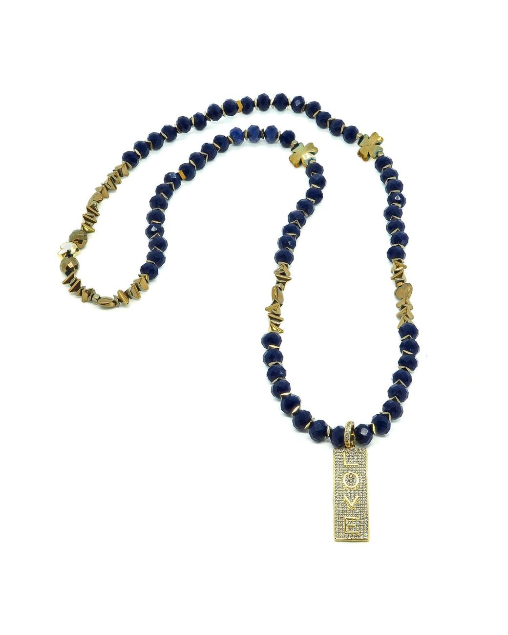 Ebru Jewelry Blue Forever Loved Pendant Beaded Necklace