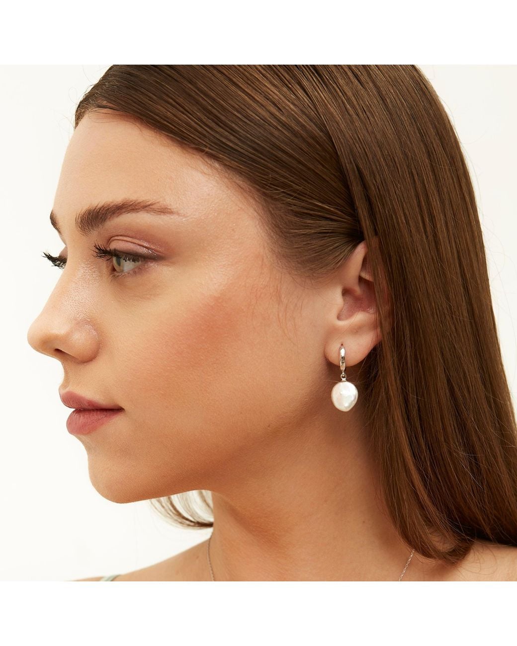 Spero London Metallic Treated Freshwater Cultured Drop Baroque Pearl Earrings Sterling