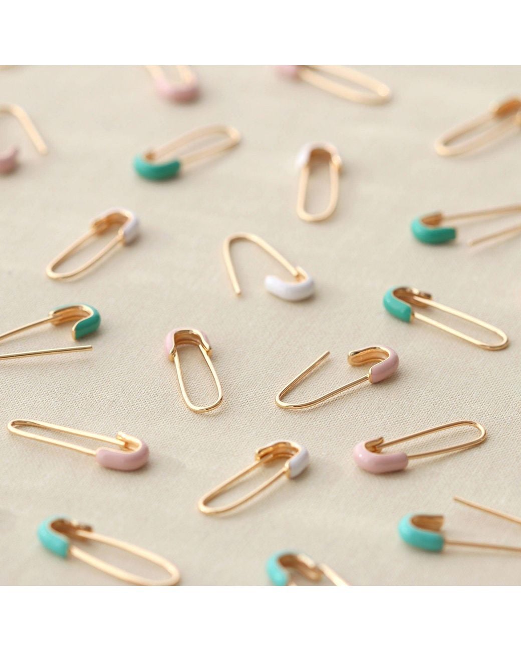 Kris Nations Pink Safety Pin Enamel Hoop Earrings