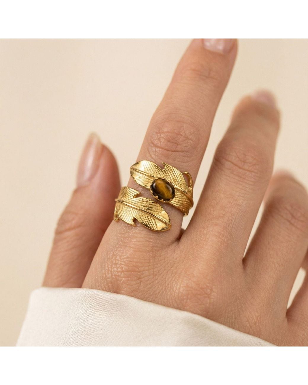 Jaredjamin Metallic Plume Sandstone Adjustable Ring