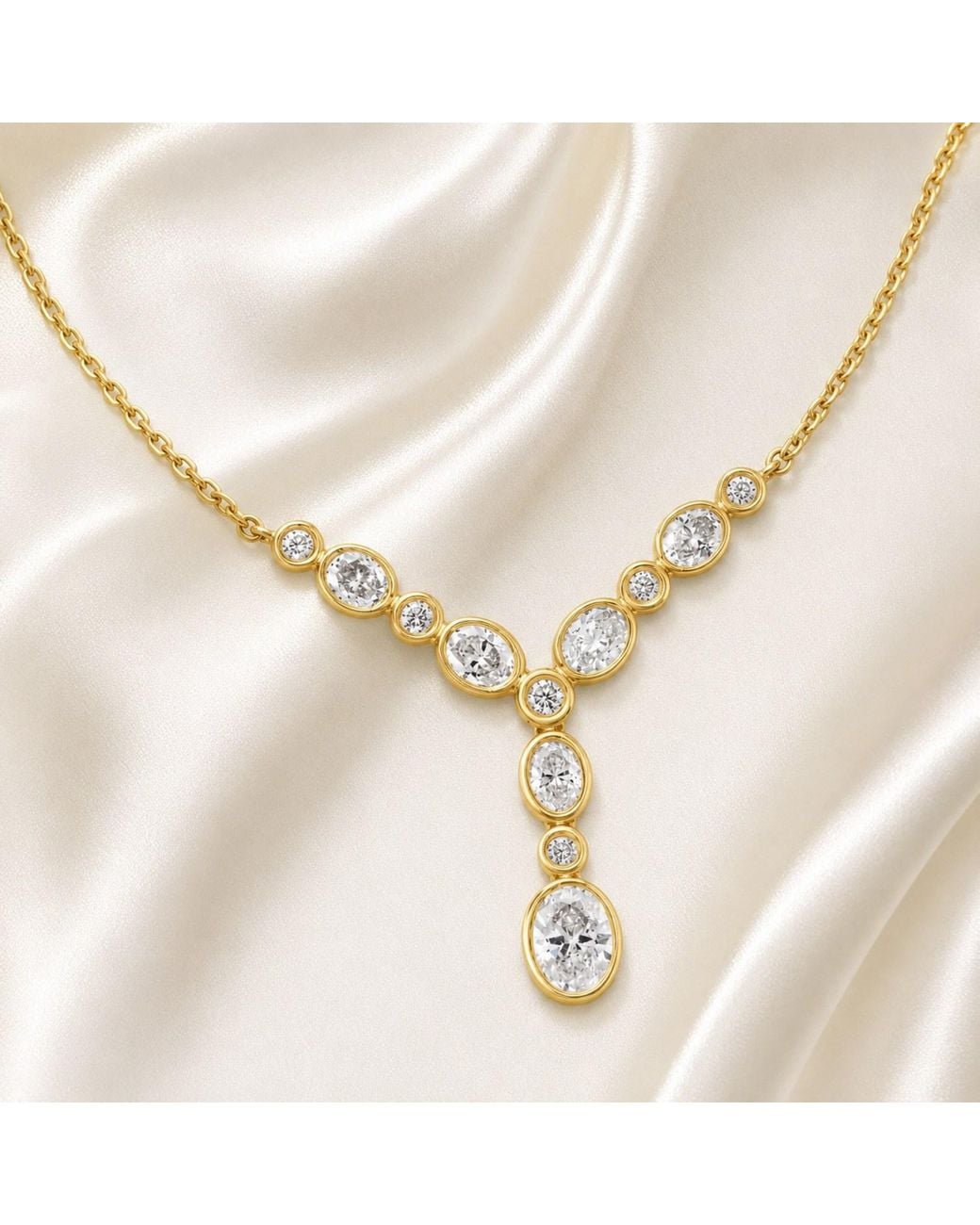 Artisan Metallic 14K Oval Diamond Station Y Necklace