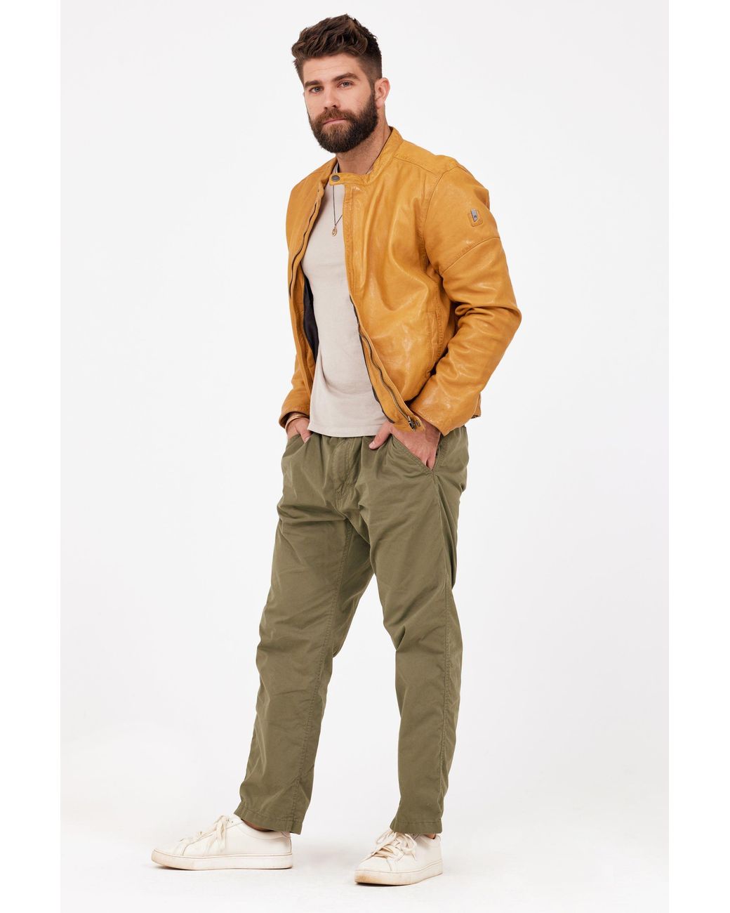 Mauritius Orange Lightweight Leather Jacket Solvic for men
