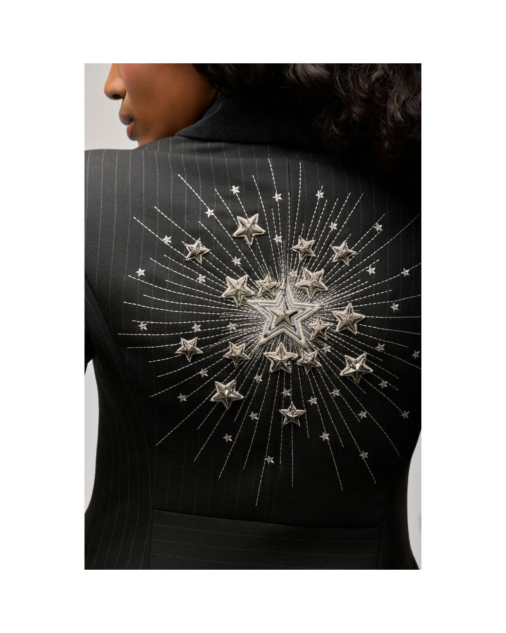 The Extreme Collection Black Pinstripe Blazer With Jewel Embroidery The Gardens