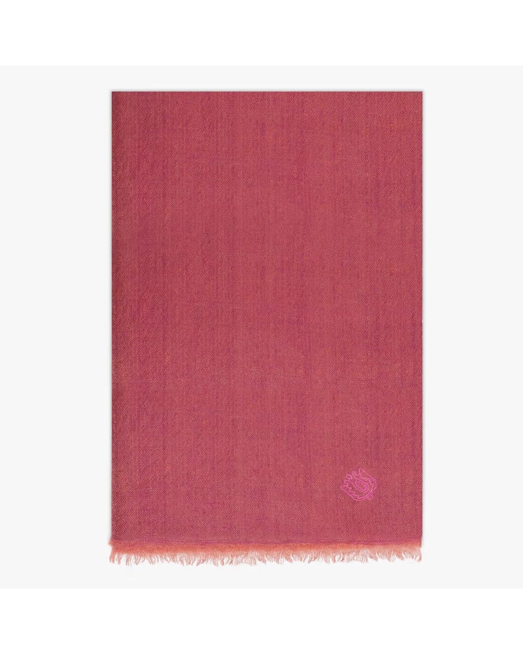 Pink Maharani Red Cashmere Coral Berry Double Weave Stole