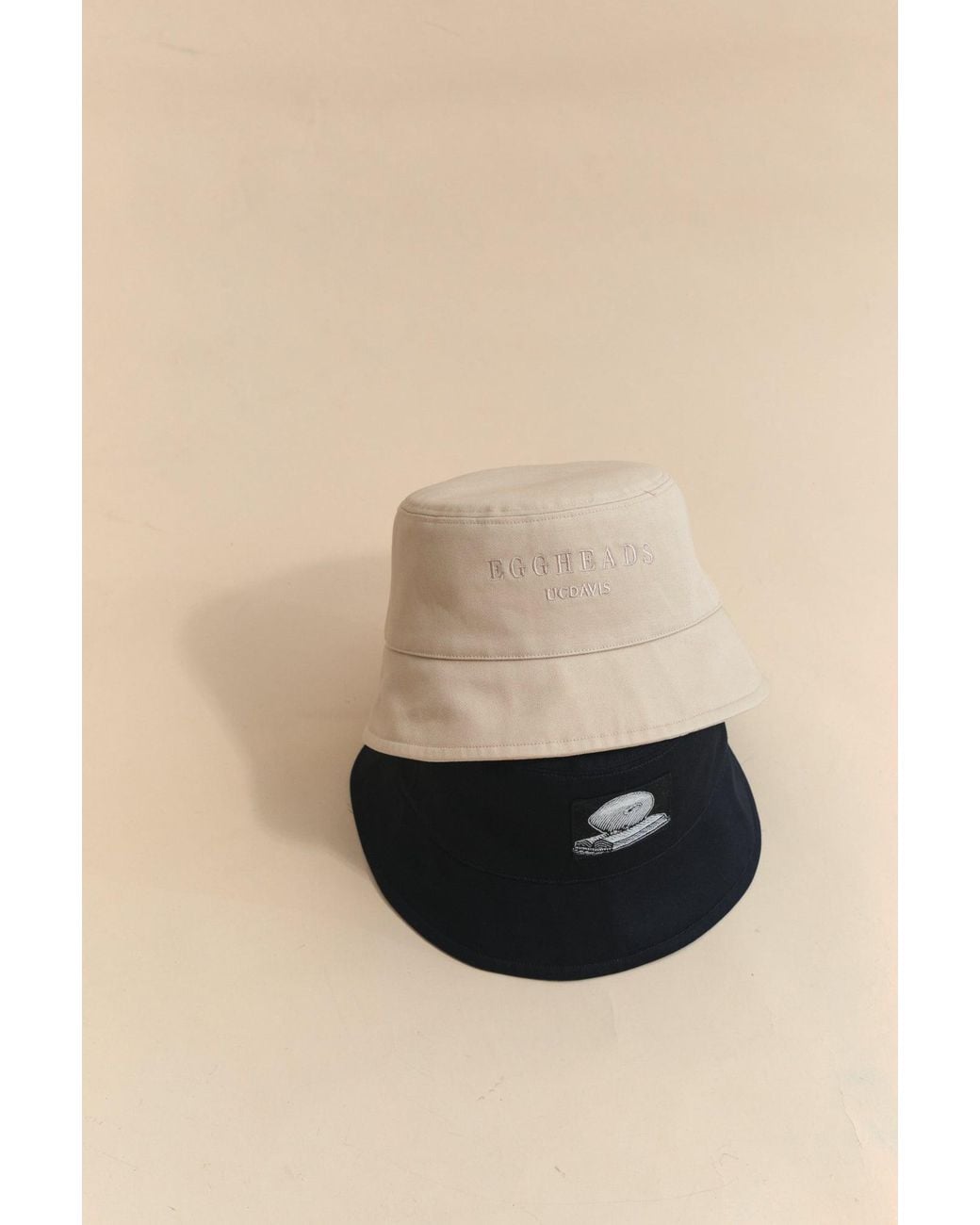 Lost Pattern Natural Neutrals Eggheads Cotton Reversible Bucket Hat