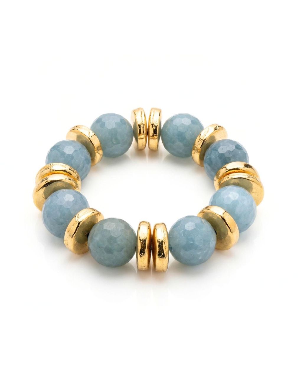 Jaredjamin Blue Olivia Gemstone & Disc Stretch Bracelet