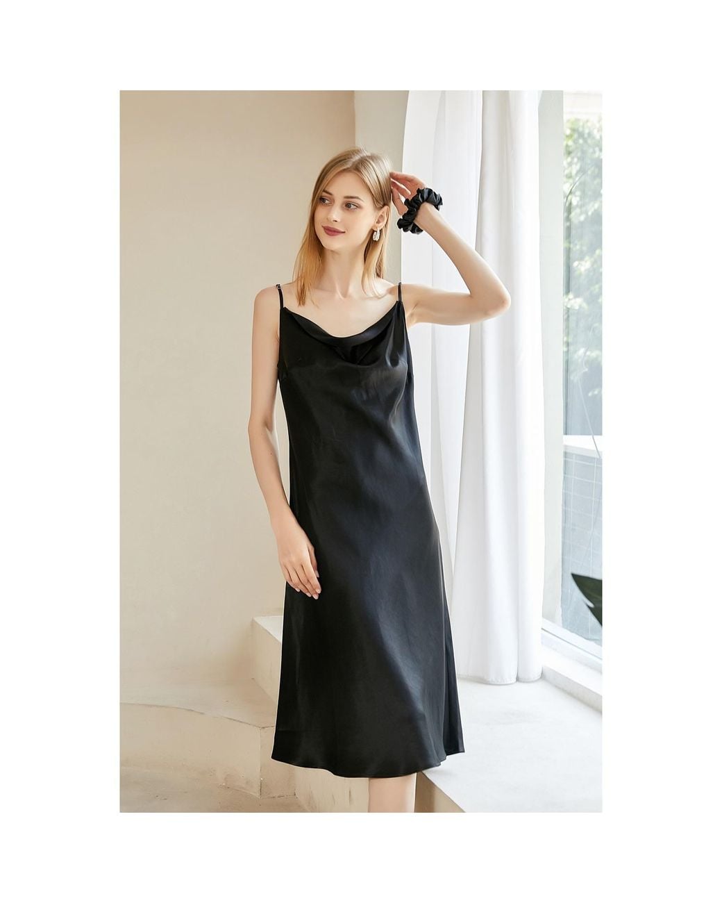Soft Strokes Silk Black Pure Silk Kimono Robe And Slip Dress Gift Set