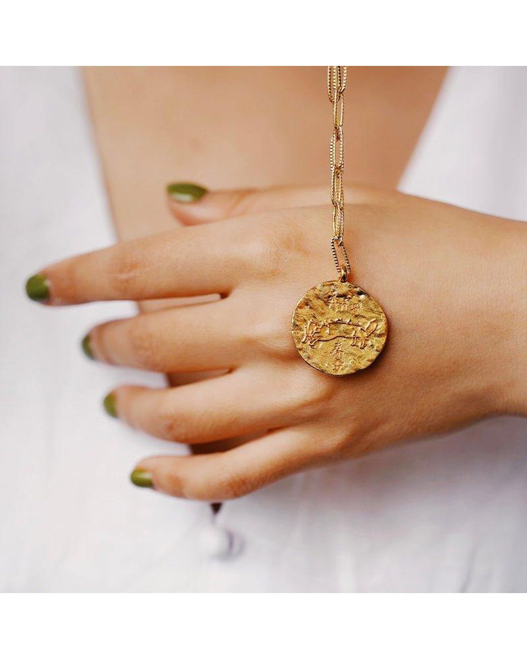 Aurozia Metallic Constellations Aries Double-Sided Coin Necklace