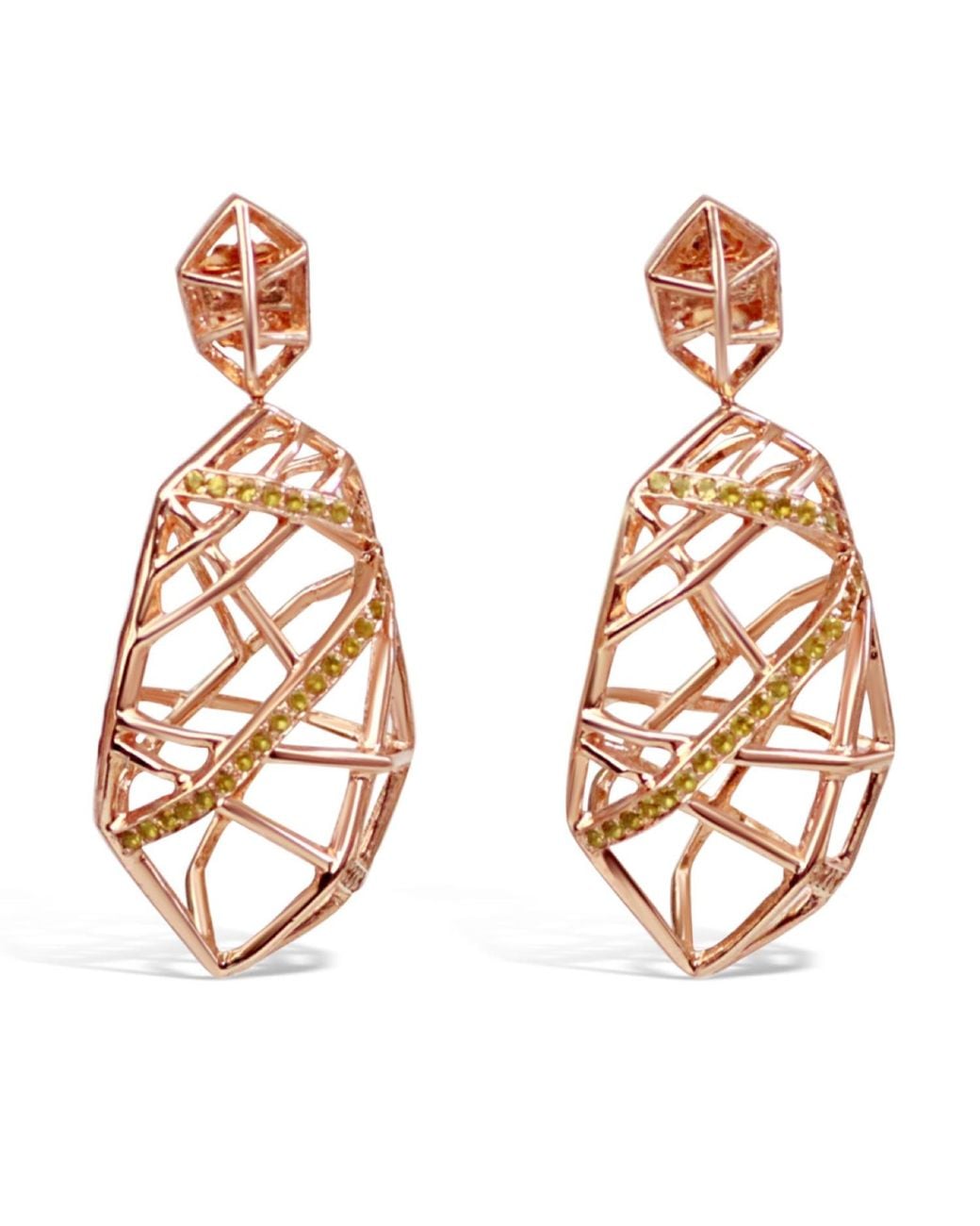 Bellus Domina Metallic Plated Crossover Citrine Earrings