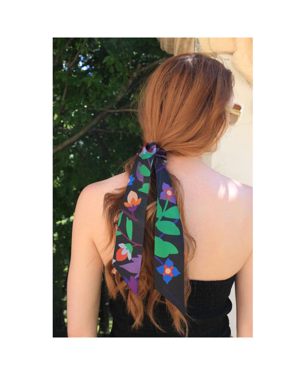 Jessie Zhao New York Green Silk Skinny Scarf Of Night Garden