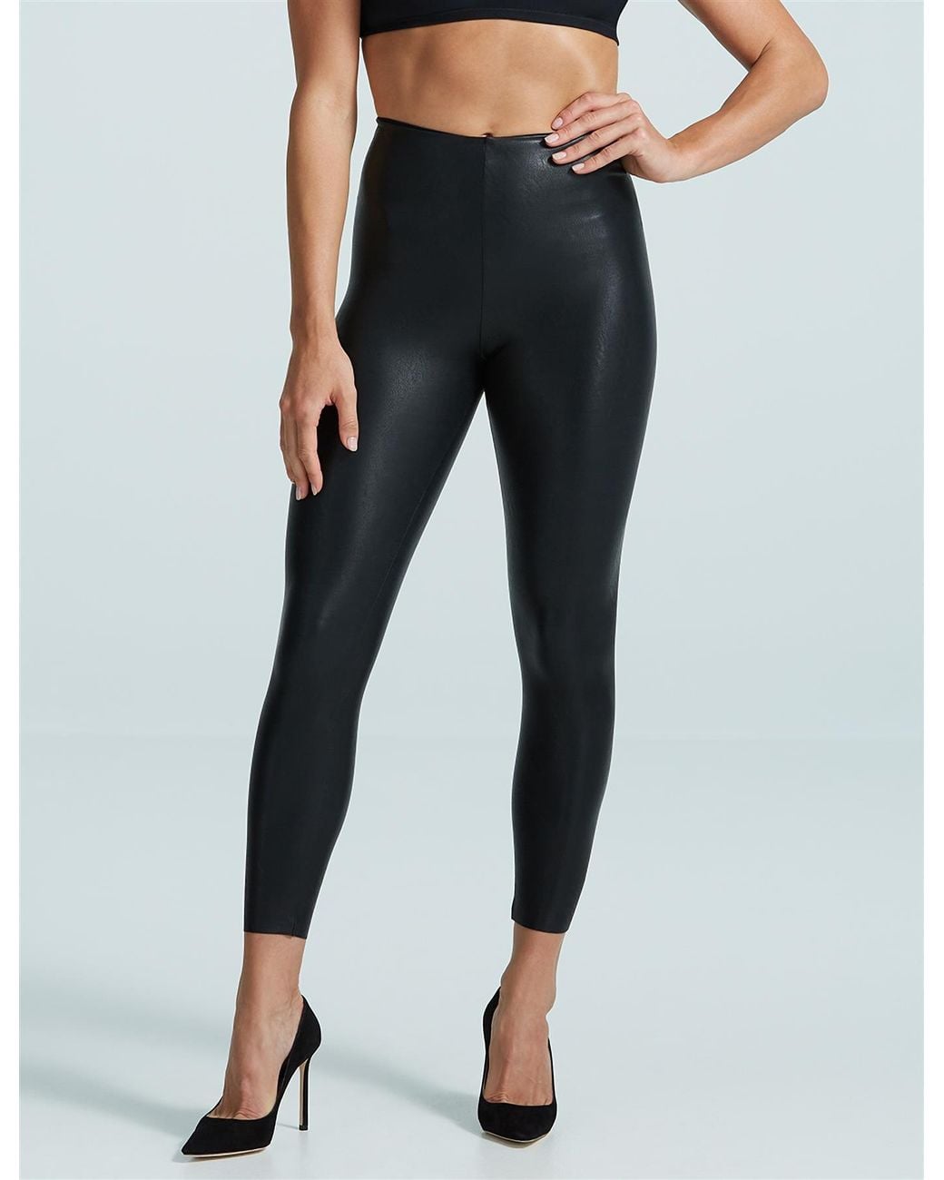 Commando Black 7/8 Faux Leather Control Smoothing Legging, Slg36